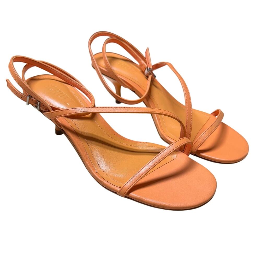 Schutz Leather Strappy Sandals Helene Sunset Orange Size 6.5B New In Box